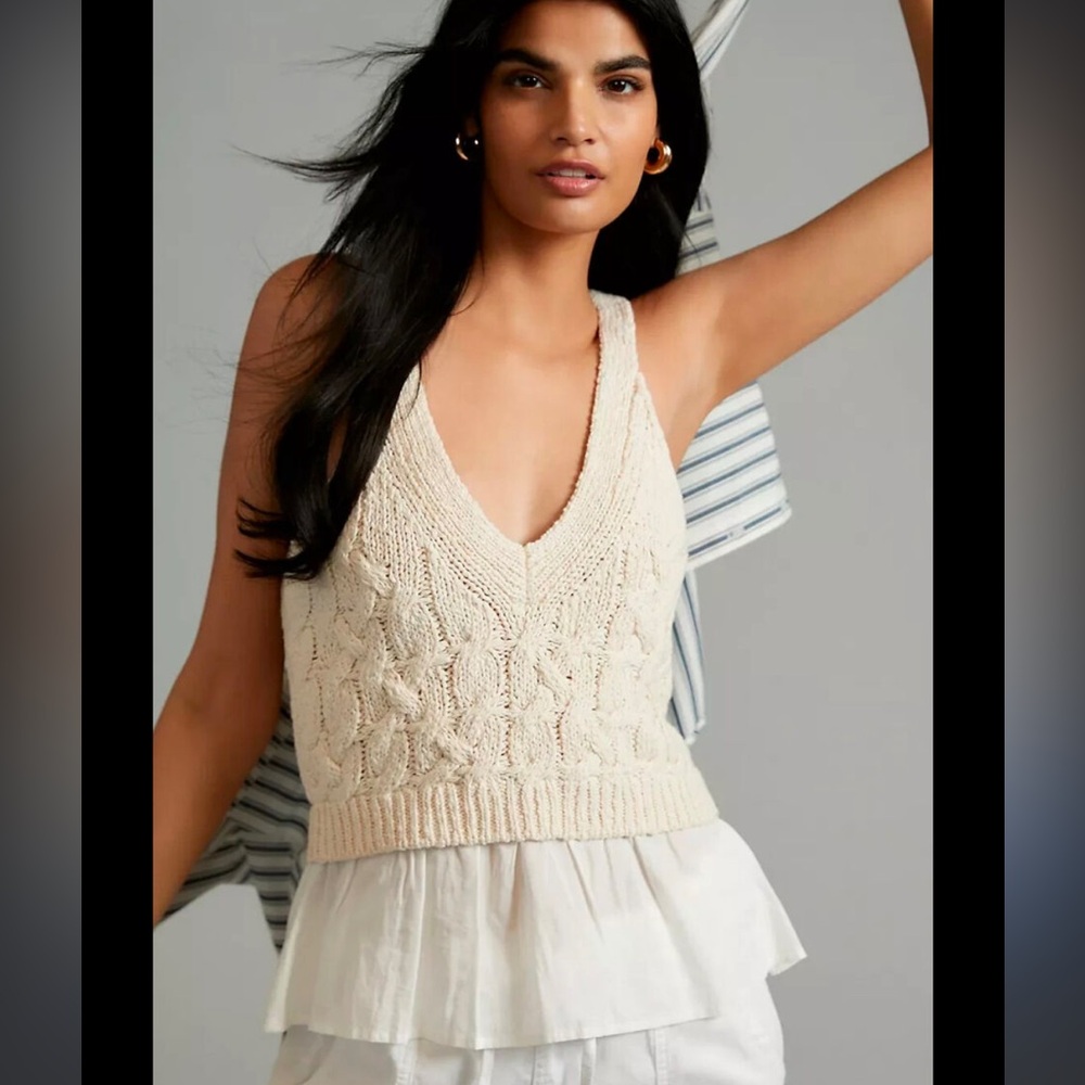 Anthropologie Twofer Cable-Knit Sweater Tank NWT